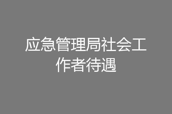 应急管理局社会工作者待遇