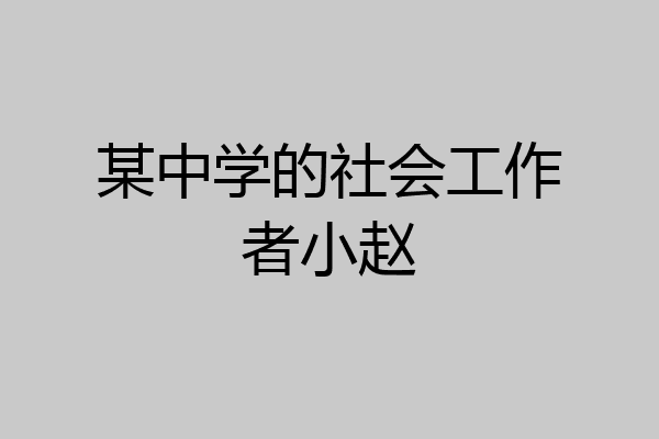 某中学的社会工作者小赵