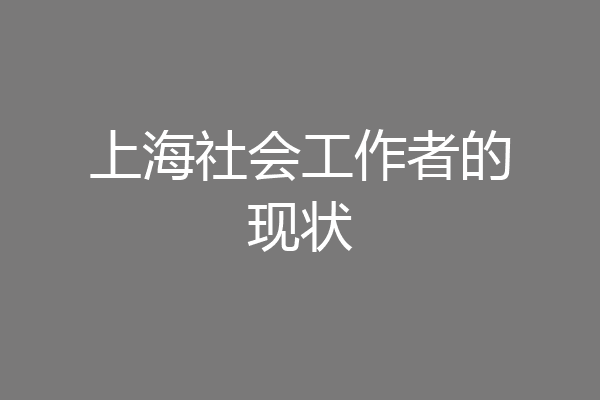 上海社会工作者的现状