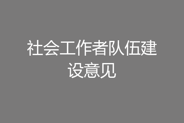 社会工作者队伍建设意见