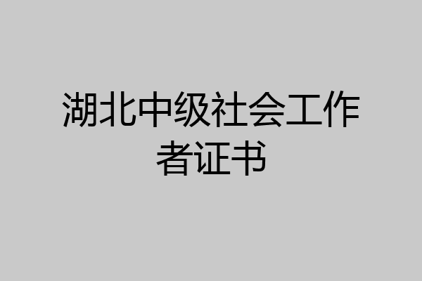 湖北中级社会工作者证书