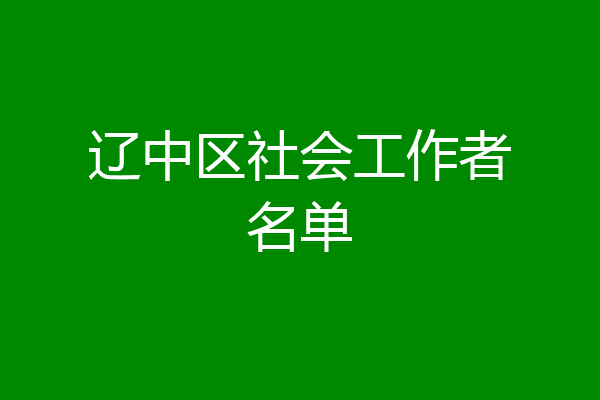辽中区社会工作者名单