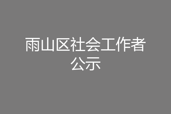 雨山区社会工作者公示