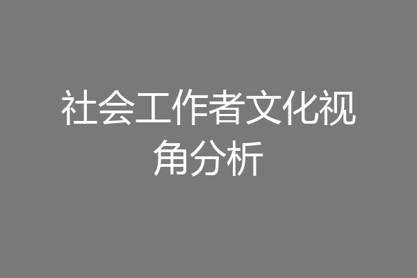 社会工作者文化视角分析