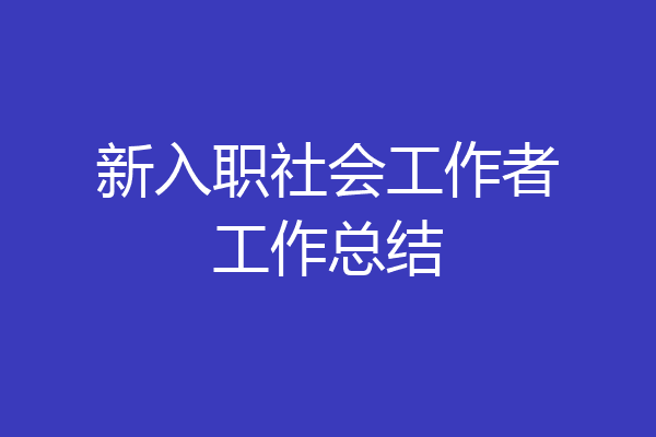 新入职社会工作者工作总结