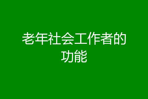 老年社会工作者的功能