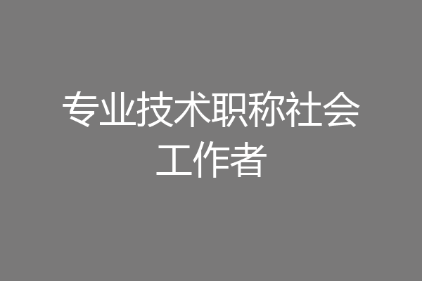专业技术职称社会工作者