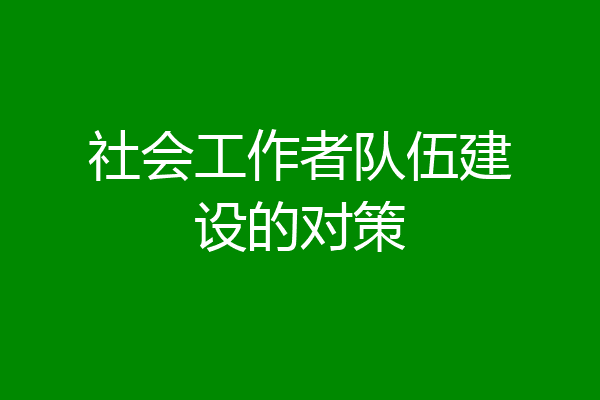 社会工作者队伍建设的对策
