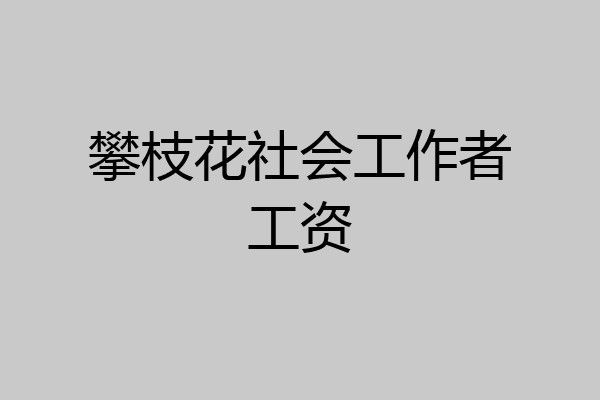 攀枝花社会工作者工资