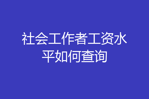 社会工作者工资水平如何查询