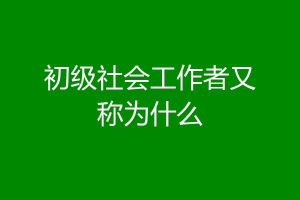 初级社会工作者又称为什么
