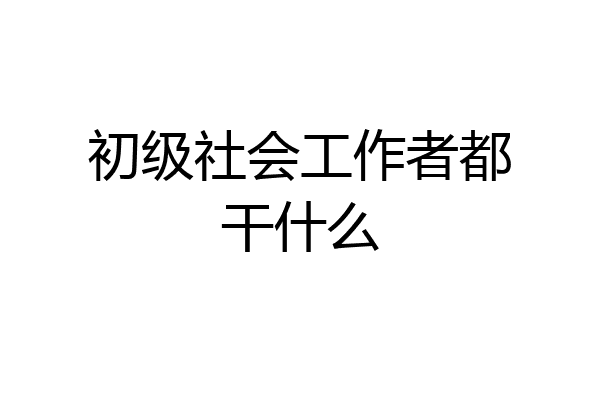 初级社会工作者都干什么