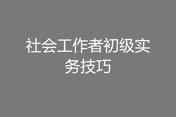 社会工作者初级实务技巧
