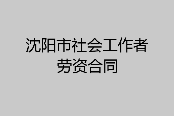 沈阳市社会工作者劳资合同