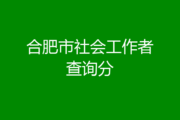 合肥市社会工作者查询分