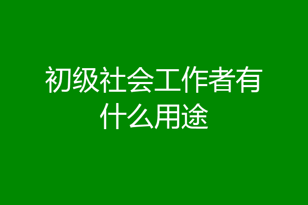 初级社会工作者有什么用途
