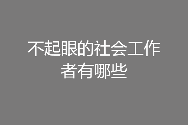 不起眼的社会工作者有哪些
