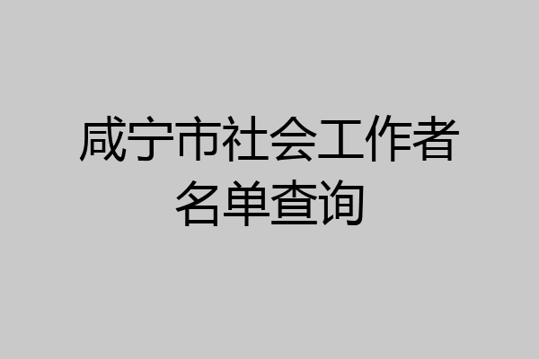 咸宁市社会工作者名单查询