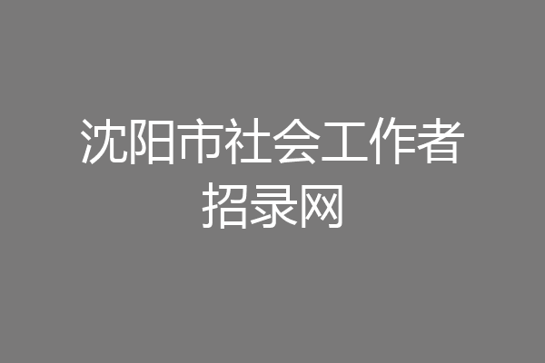 沈阳市社会工作者招录网
