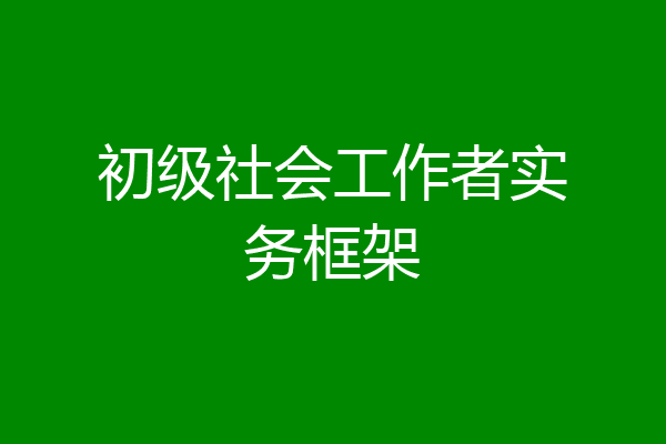 初级社会工作者实务框架