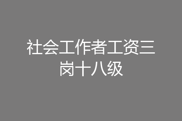 社会工作者工资三岗十八级