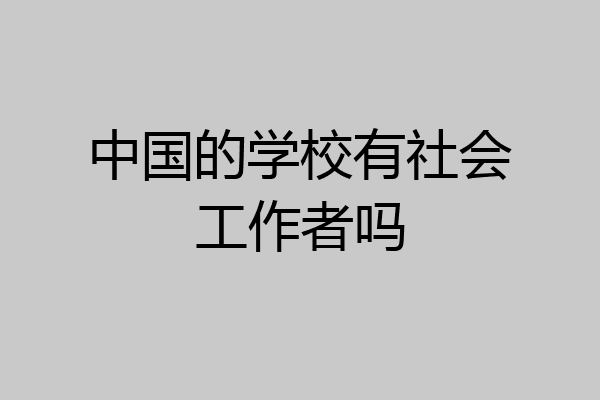 中国的学校有社会工作者吗