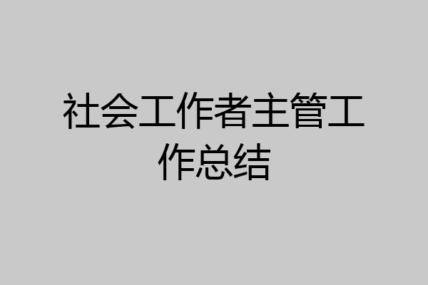 社会工作者主管工作总结
