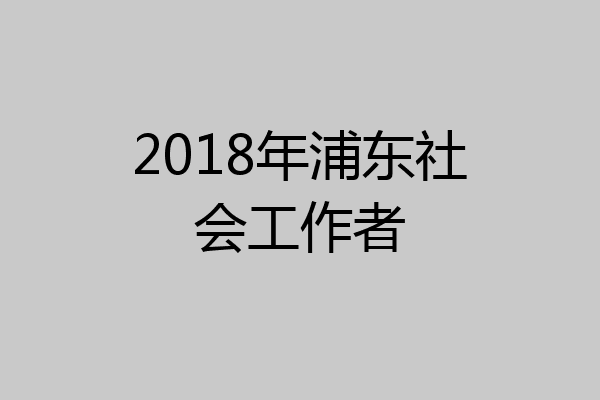 2018年浦东社会工作者