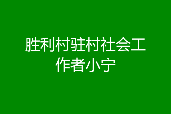 胜利村驻村社会工作者小宁