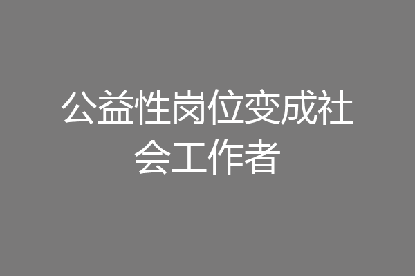 公益性岗位变成社会工作者