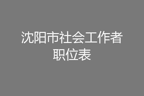 沈阳市社会工作者职位表