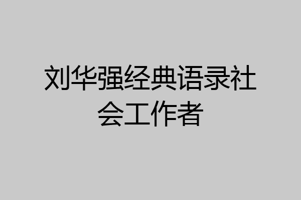 刘华强经典语录社会工作者
