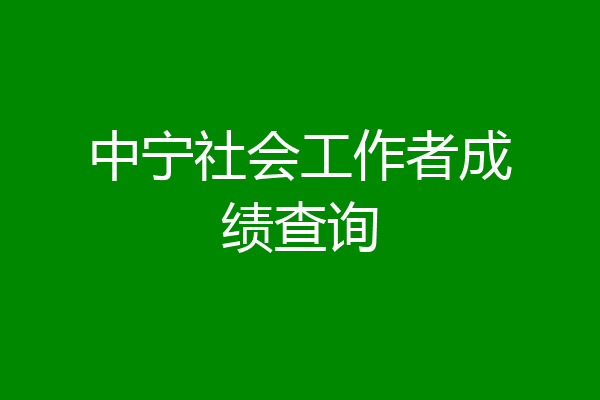 中宁社会工作者成绩查询