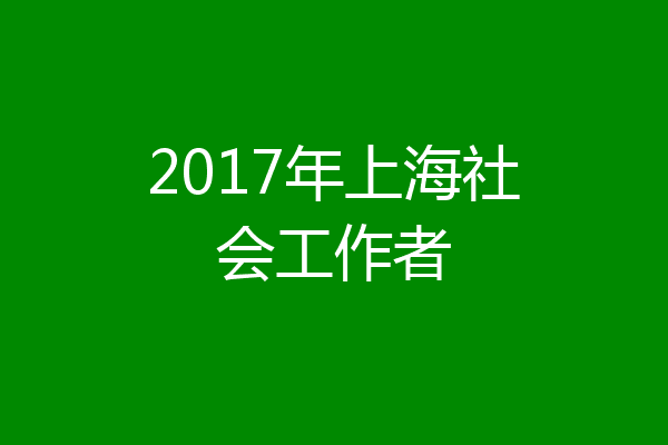 2017年上海社会工作者