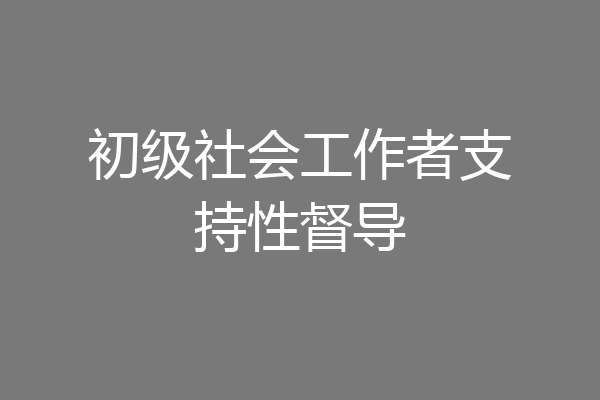 初级社会工作者支持性督导