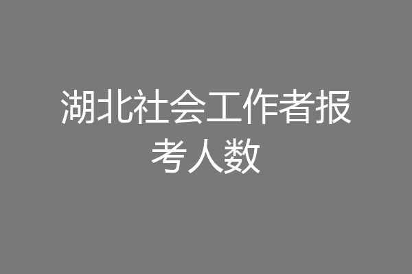 湖北社会工作者报考人数
