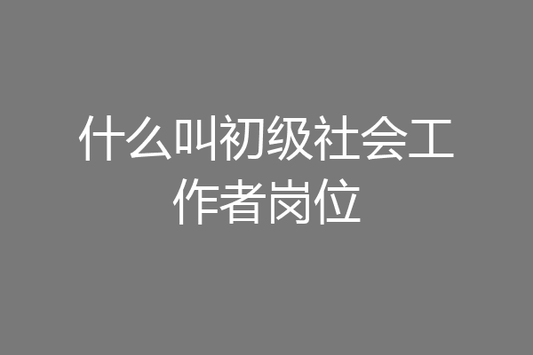 什么叫初级社会工作者岗位