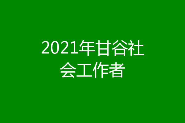 2021年甘谷社会工作者