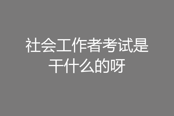 社会工作者考试是干什么的呀