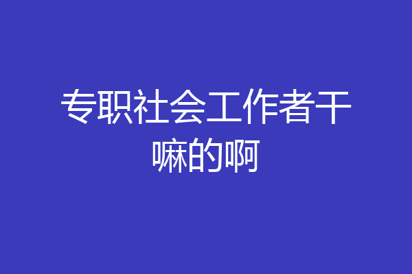 专职社会工作者干嘛的啊