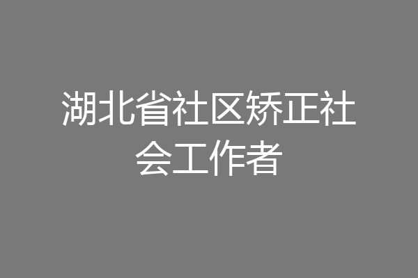 湖北省社区矫正社会工作者