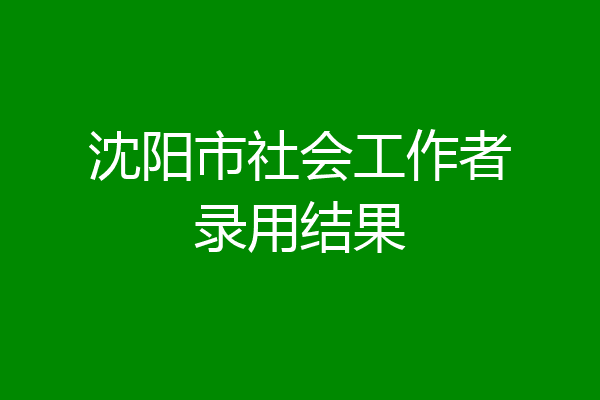 沈阳市社会工作者录用结果