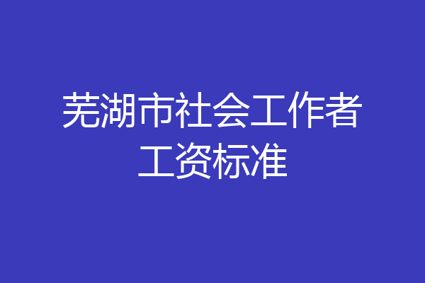 芜湖市社会工作者工资标准