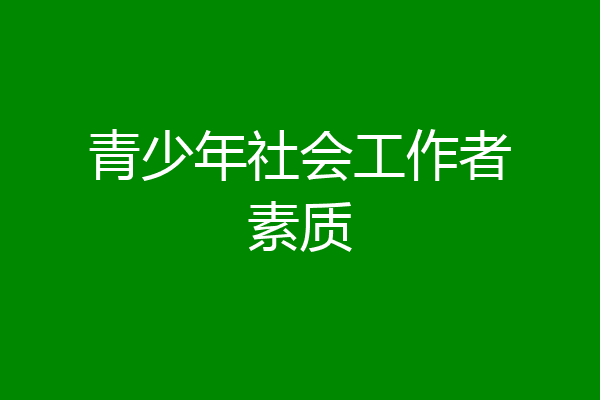 青少年社会工作者素质
