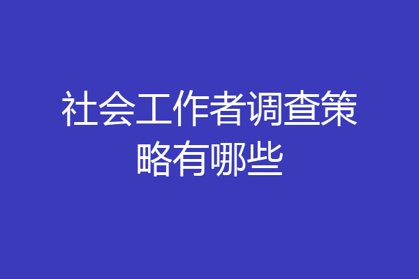 社会工作者调查策略有哪些