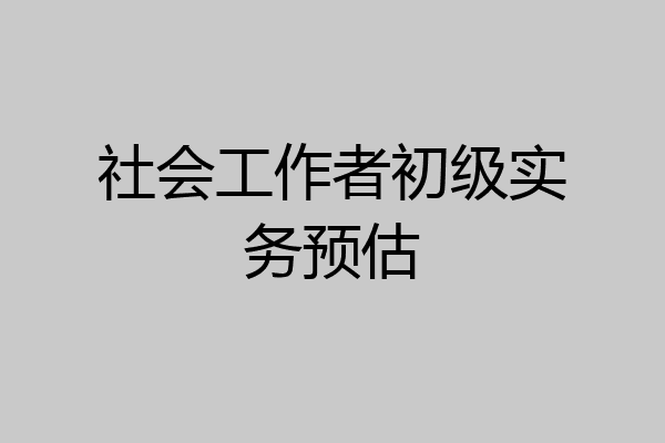 社会工作者初级实务预估
