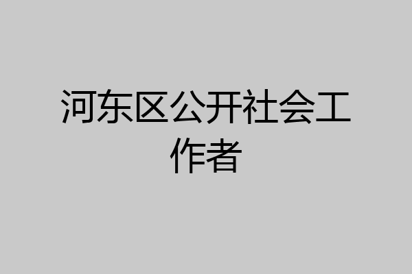 河东区公开社会工作者
