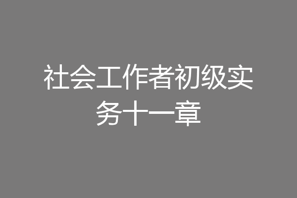 社会工作者初级实务十一章