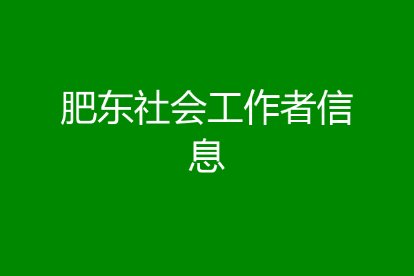 肥东社会工作者信息