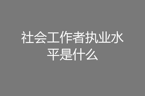社会工作者执业水平是什么